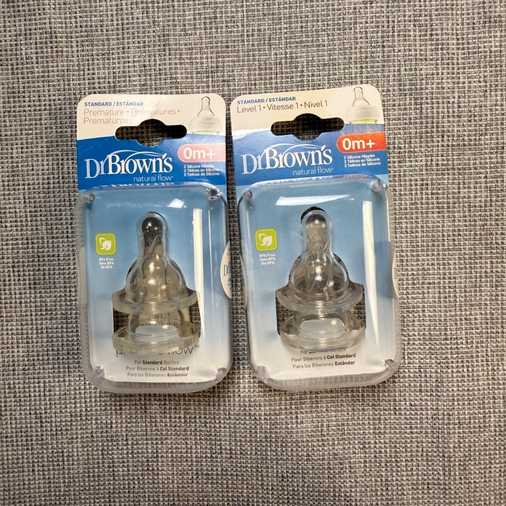 Dr. Browns Natural Flow Standard Silicone Nipples Premature and Level 1 2-Packs